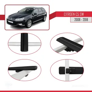 Citroen C5 SW 2008-2018 Arası ile uyumlu Basic Model Ara Atkı Tavan Barı SİYAH 3 ADET thumb 4