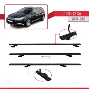 Citroen C5 SW 2008-2018 Arası ile uyumlu Basic Model Ara Atkı Tavan Barı SİYAH 3 ADET thumb 5