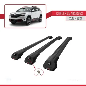 Citroen C5 Aircross 2018 ve Sonrası ile uyumlu ACE-1 Ara Atkı Tavan Barı SİYAH 3 ADET BAR - Görsel 5