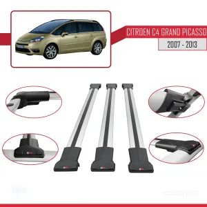Citroen C4 Grand Picasso 2007-2013 Arası ile Uyumlu FLY Model Ara Atkı Tavan Barı GRİ 3 ADET BAR thumb 5