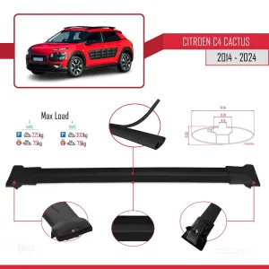 Citroen C4 Cactus 2014 ve Sonrası ile Uyumlu FLY Model Ara Atkı Tavan Barı SİYAH 3 ADET BAR thumb 4