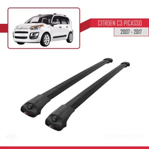 Citroen C3 Picasso 2007-2017 Arası ile uyumlu ACE-1 Ara Atkı Tavan Barı SİYAH thumb 3