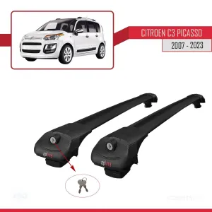 Citroen C3 Picasso 2007-2017 Arası ile uyumlu ACE-1 Ara Atkı Tavan Barı SİYAH thumb 4