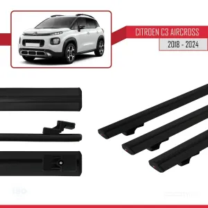 Citroen C3 Aircross 2018 ve Sonrası ile uyumlu Basic Model Ara Atkı Tavan Barı SİYAH 3 ADET - Görsel 5