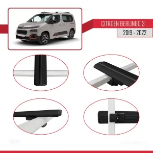 Citroen Berlingo 2019-2022 Arası ile uyumlu Basic Model Ara Atkı Tavan Barı SİYAH 3 ADET thumb 4