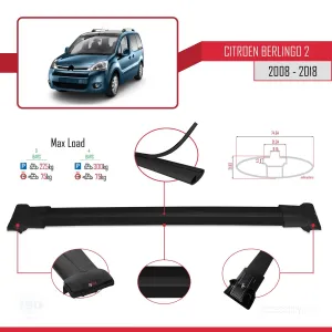 Citroen Berlingo 2008-2018 Arası ile uyumlu FLY Model Ara Atkı Tavan Barı SİYAH 3 ADET BAR - Görsel 4