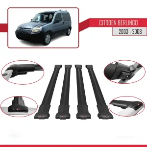 Citroen Berlingo 2003-2008 Arası ile uyumlu FLY Model Ara Atkı Tavan Barı SİYAH 4 ADET BAR thumb 5