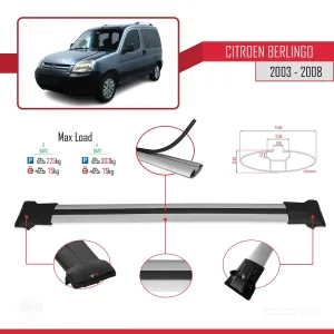 Citroen Berlingo 2003-2008 Arası ile uyumlu FLY Model Ara Atkı Tavan Barı GRİ 3 ADET BAR thumb 4