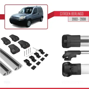 Citroen Berlingo 2003-2008 Arası ile uyumlu ACE-1 Ara Atkı Tavan Barı GRİ thumb 5