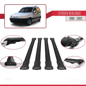 Citroen Berlingo 1996-2003 Arası ile uyumlu FLY Model Ara Atkı Tavan Barı SİYAH 4 ADET BAR thumb 5