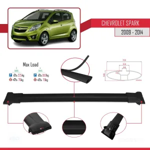 Chevrolet Spark 2009-2014 Arası ile Uyumlu FLY Model Ara Atkı Tavan Barı SİYAH 3 ADET BAR thumb 4