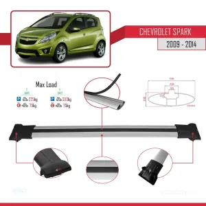 Chevrolet Spark 2009-2014 Arası ile Uyumlu FLY Model Ara Atkı Tavan Barı GRİ 3 ADET BAR thumb 4