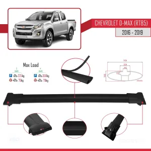 Chevrolet D-Max (RT85) 2016-2019 Arası ile Uyumlu FLY Model Ara Atkı Tavan Barı SİYAH 3 ADET BAR thumb 4