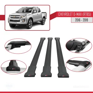 Chevrolet D-Max (RT85) 2016-2019 Arası ile Uyumlu FLY Model Ara Atkı Tavan Barı SİYAH 3 ADET BAR thumb 5