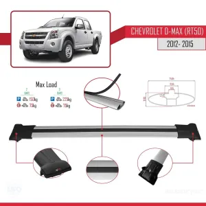 Chevrolet D-Max (RT50) 2012-2015 Arası ile Uyumlu FLY Model Ara Atkı Tavan Barı GRİ thumb 4