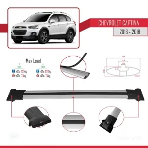 Chevrolet Captiva 2016-2018 Arası ile Uyumlu FLY Model Ara Atkı Tavan Barı GRİ 3 ADET BAR thumb 4