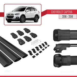 Chevrolet Captiva 2016-2018 Arası ile uyumlu ACE-1 Ara Atkı Tavan Barı SİYAH 3 ADET BAR thumb 5