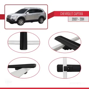 Chevrolet Captiva 2007-2011 Arası ile uyumlu Basic Model Ara Atkı Tavan Barı SİYAH 3 ADET thumb 4