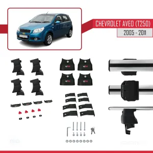 Chevrolet Aveo (T250) Hatchback 2005-2011 Arası ile uyumlu ACE-4 Ara Atkı Tavan Barı GRİ thumb 4