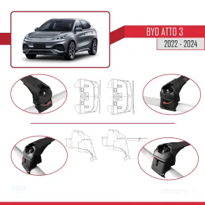 BYD Atto 3 2022 ve Sonrası ile uyumlu ACE-2 Ara Atkı Tavan Barı SİYAH - Görsel 4