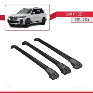 BMW X7 (G07) 2019 ve Sonrası ile uyumlu ACE-1 Ara Atkı Tavan Barı SİYAH 3 ADET BAR - Görsel 3
