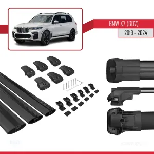 BMW X7 (G07) 2019 ve Sonrası ile uyumlu ACE-1 Ara Atkı Tavan Barı SİYAH 3 ADET BAR - Görsel 5