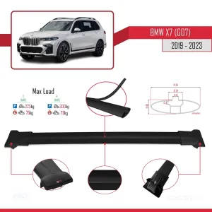 BMW X7 (G07) 2019 Arası ile Uyumlu FLY Model Ara Atkı Tavan Barı SİYAH 3 ADET BAR thumb 4