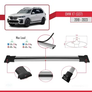 BMW X7 (G07) 2019 Arası ile Uyumlu FLY Model Ara Atkı Tavan Barı GRİ 3 ADET BAR thumb 4