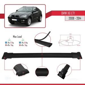 BMW X6 2008-2014 Arası ile Uyumlu FLY Model Ara Atkı Tavan Barı SİYAH 3 ADET BAR thumb 4
