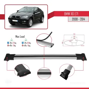 BMW X6 2008-2014 Arası ile Uyumlu FLY Model Ara Atkı Tavan Barı GRİ 3 ADET BAR thumb 4
