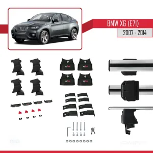 BMW X6 (E71) 2007-2014 Arası ile uyumlu ACE-4 Ara Atkı Tavan Barı GRİ thumb 4