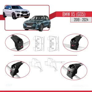 BMW X5 (G05) 2019 ve Sonrası ile Uyumlu ACE-2 Ara Atkı Tavan Barı GRİ - Görsel 5