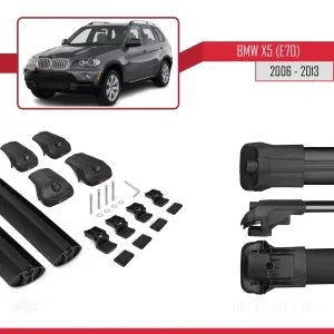 BMW X5 (E70) 2006-2013 Arası ile uyumlu ACE-1 Ara Atkı Tavan Barı SİYAH thumb 5
