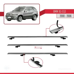 BMW X5 (E53) 2000-2006 Arası ile uyumlu Basic Model Ara Atkı Tavan Barı GRİ 3 ADET thumb 5