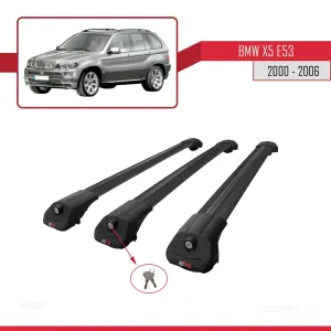 BMW X5 (E53) 2000-2006 Arası ile uyumlu ACE-1 Ara Atkı Tavan Barı SİYAH 3 ADET BAR thumb 4
