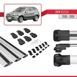 BMW X5 (E53) 2000-2006 Arası ile uyumlu ACE-1 Ara Atkı Tavan Barı GRİ 3 ADET BAR thumb 5
