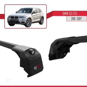 BMW X3 F25 2011-2017 Arası ile uyumlu ACE-2 Ara Atkı Tavan Barı SİYAH thumb 5