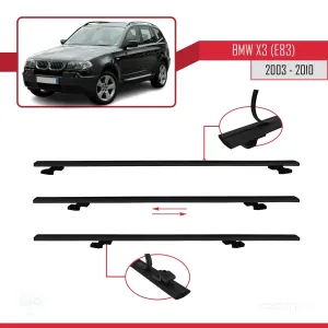 BMW X3 E83 2003-2010 Arası ile uyumlu Basic Model Ara Atkı Tavan Barı SİYAH 3 ADET thumb 5