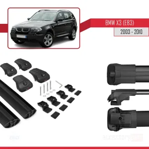 BMW X3 E83 2003-2010 Arası ile uyumlu ACE-1 Ara Atkı Tavan Barı SİYAH - Görsel 5