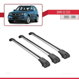 BMW X3 E83 2003-2010 Arası ile uyumlu ACE-1 Ara Atkı Tavan Barı GRİ 3 ADET BAR - Görsel 3
