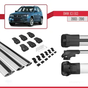 BMW X3 E83 2003-2010 Arası ile uyumlu ACE-1 Ara Atkı Tavan Barı GRİ 3 ADET BAR - Görsel 5