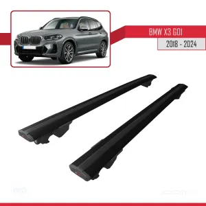 BMW X3 (G01) 2018 ve Sonrası ile uyumlu HOOK Model Anahtar Kilitli Ara Atkı Tavan Barı SİYAH - Görsel 4