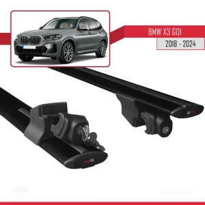 BMW X3 (G01) 2018 ve Sonrası ile uyumlu HOOK Model Anahtar Kilitli Ara Atkı Tavan Barı SİYAH - Görsel 5