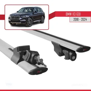 BMW X3 (G01) 2018 ve Sonrası ile uyumlu HOOK Model Anahtar Kilitli Ara Atkı Tavan Barı GRİ thumb 5