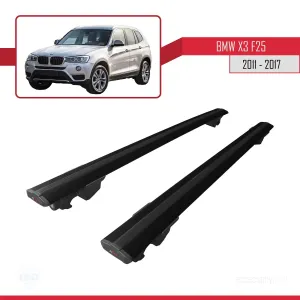 BMW X3 (F25) 2011-2017 Arası ile uyumlu HOOK Model Anahtar Kilitli Ara Atkı Tavan Barı SİYAH thumb 4