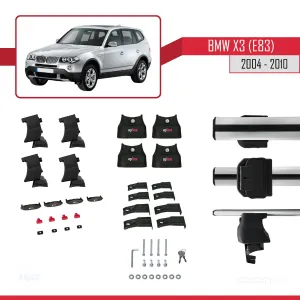 BMW X3 (E83) 2004-2010 Arası ile uyumlu ACE-4 Ara Atkı Tavan Barı GRİ - Görsel 4
