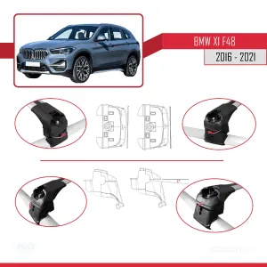 BMW X1 F48 2016-2022 Arası ile uyumlu ACE-2 Ara Atkı Tavan Barı GRİ - Görsel 5