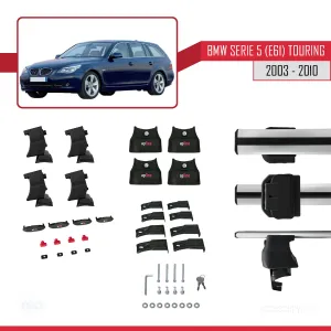 BMW Serie 5 (E61) Touring 2003-2010 Arası ile uyumlu ACE-4 Ara Atkı Tavan Barı GRİ thumb 4
