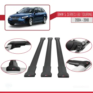 BMW 5 Serisi (E61) TOURING 2004-2010 Arası ile Uyumlu FLY Model Ara Atkı Tavan Barı SİYAH 3 ADET BAR thumb 5
