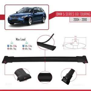 BMW 5 Serisi (E61) TOURING 2004-2010 Arası ile uyumlu FLY Model Ara Atkı Tavan Barı SİYAH thumb 4